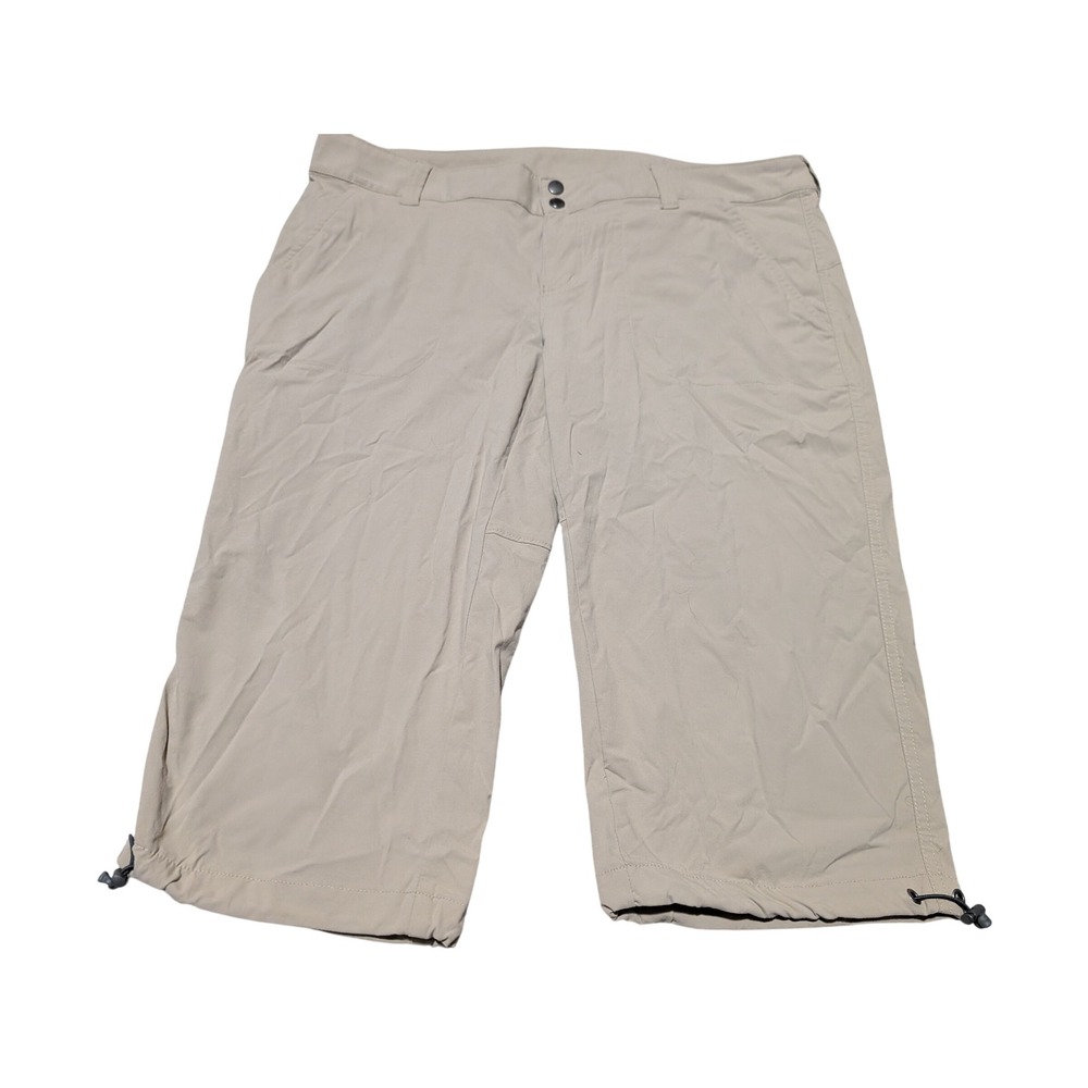 Columbia Capri Pants Women 16 Tan Anytime Outdoor Cropped Hiking Stretch Bungee